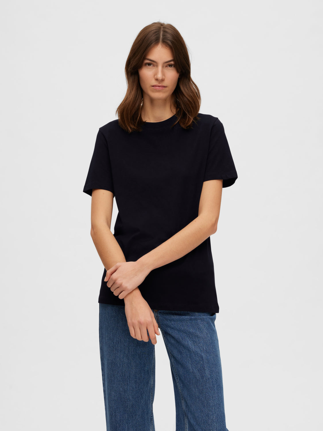 SELECTED FEMME -  MY ESSENTIAL T-SKJORTE - SORT